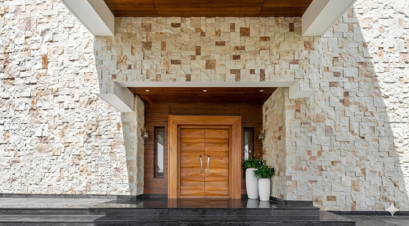 Ivory Mix Wall Elevation Block Stone