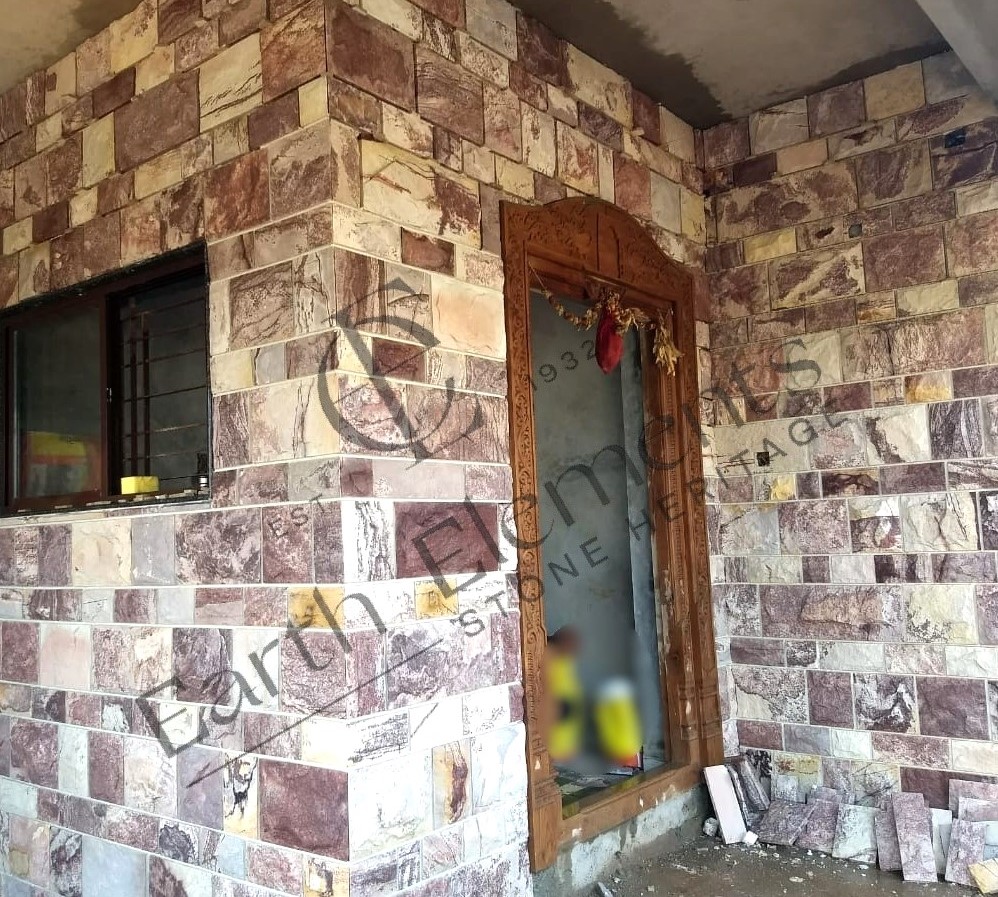 Red White Mix Block Stone 006